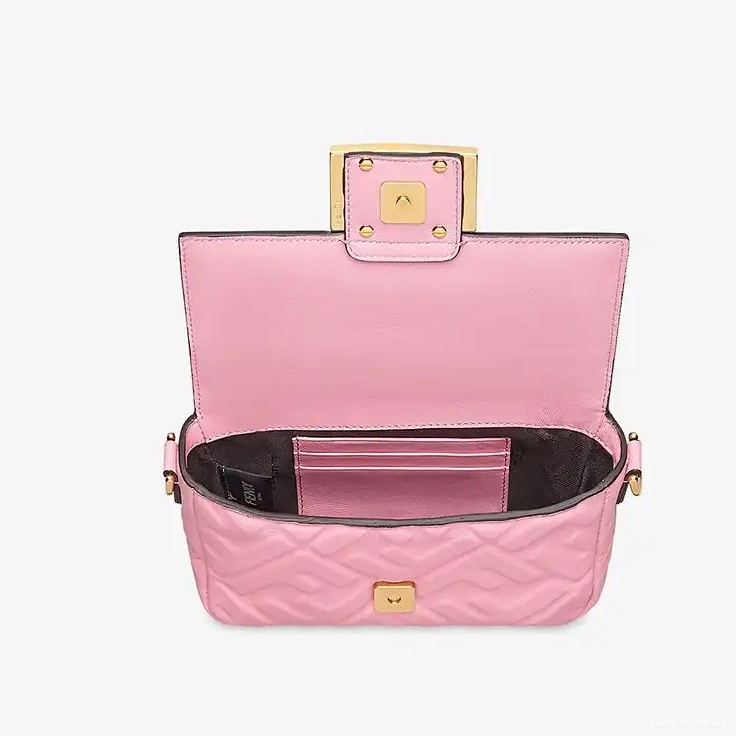Affordable HOT Pink Bag FF Mini Motif In Fendi Nappa Baguette Leather 0504